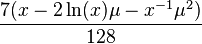 \frac{7(x-2\ln(x)\mu-x^{-1}\mu^2)}{128}