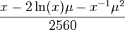 \frac{x-2\ln(x)\mu-x^{-1}\mu^2}{2560}