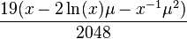 \frac{19(x-2\ln(x)\mu-x^{-1}\mu^2)}{2048}