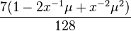 \frac{7(1-2x^{-1}\mu+x^{-2}\mu^2)}{128}