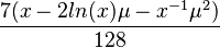 \frac{7(x-2ln(x)\mu-x^{-1}\mu^2)}{128}