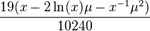 \frac{19(x-2\ln(x)\mu-x^{-1}\mu^2)}{10240}