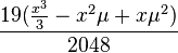\frac{19(\frac{x^3}{3}-x^2\mu+x\mu^2)}{2048}
