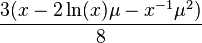 \frac{3(x-2\ln(x)\mu-x^{-1}\mu^2)}{8}