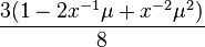 \frac{3(1-2x^{-1}\mu+x^{-2}\mu^2)}{8}