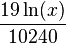 \frac{19\ln(x)}{10240}