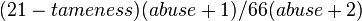 (21-tameness)(abuse+1)/66(abuse+2)